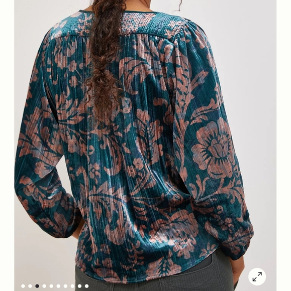 NWT Anthropologie Faustine Velvet Peasant Blouse - Picture 2 of 16
